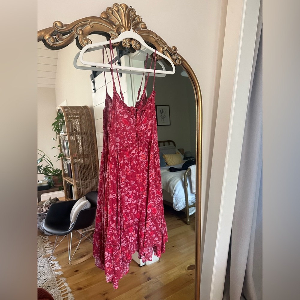 XS pink and floral short dress